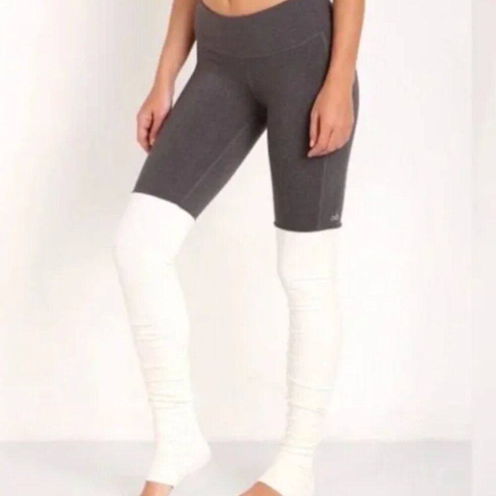 ALO Yoga Goddess Leggings - Grey/Cream - Size L
